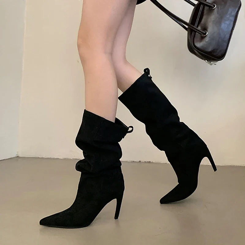 Women's Slim Knee High Boots – Pointed Toe Thin Heel