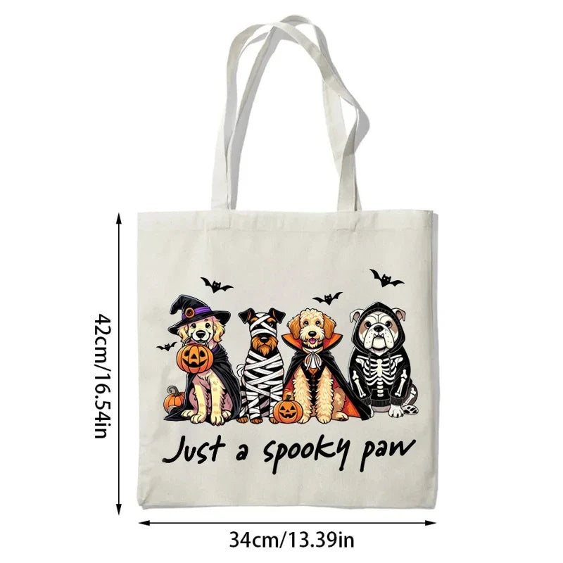 "Just A Spooky Paw" Halloween Dog Canvas Tote Bag | Dog Gift