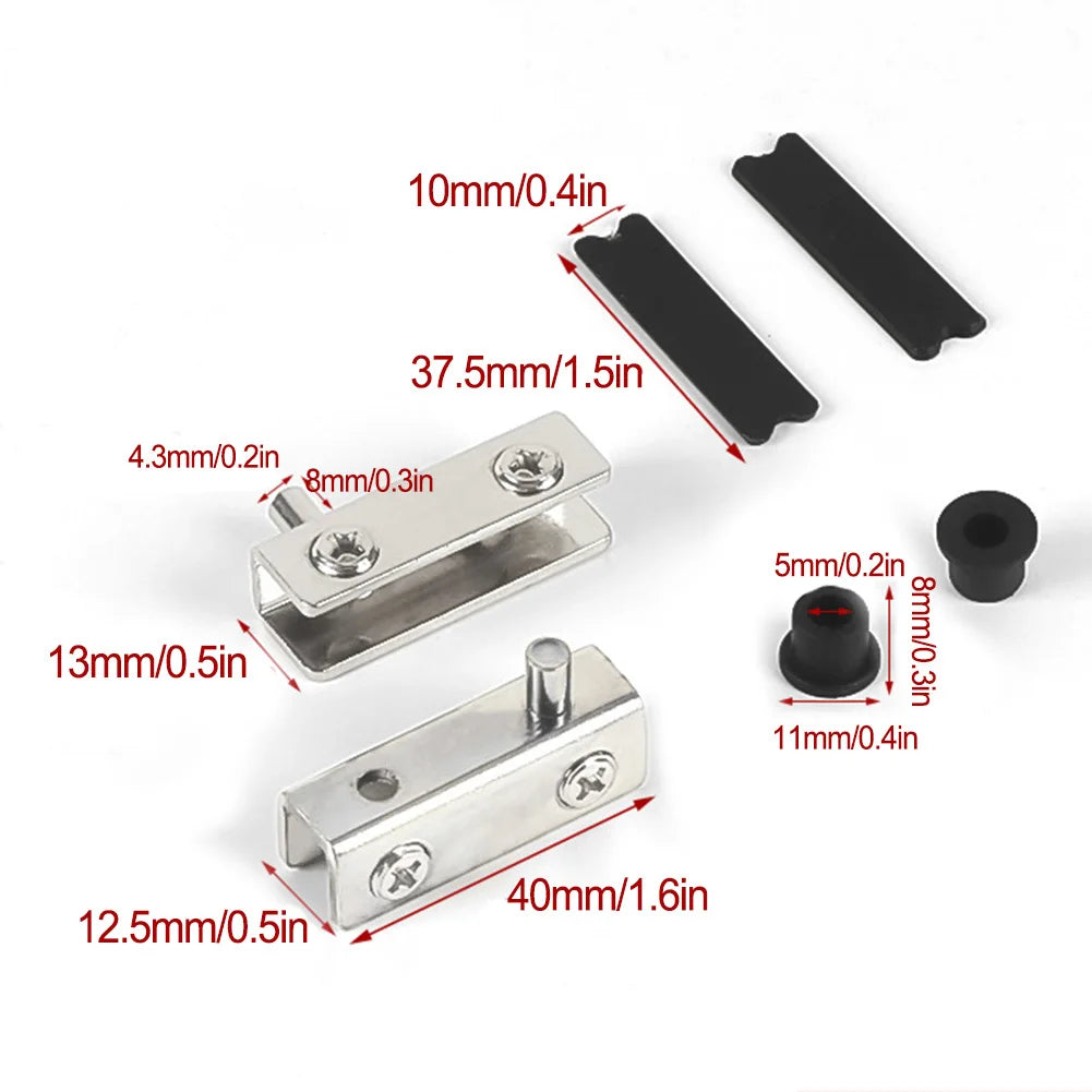 Glass Door Pivot Hinges – No-Drill Stainless Steel Clamps 2-Pack