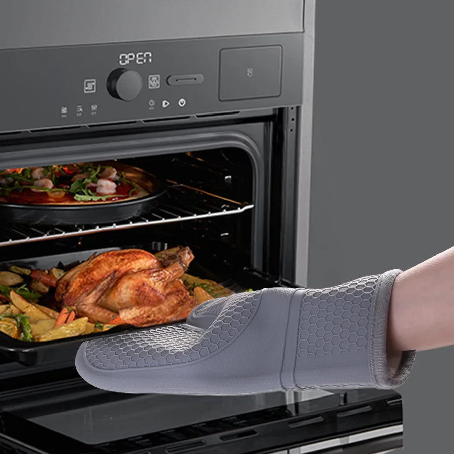 Silicone Oven Mitts 2-Pack | Heat Resistant 500°F, BPA-Free