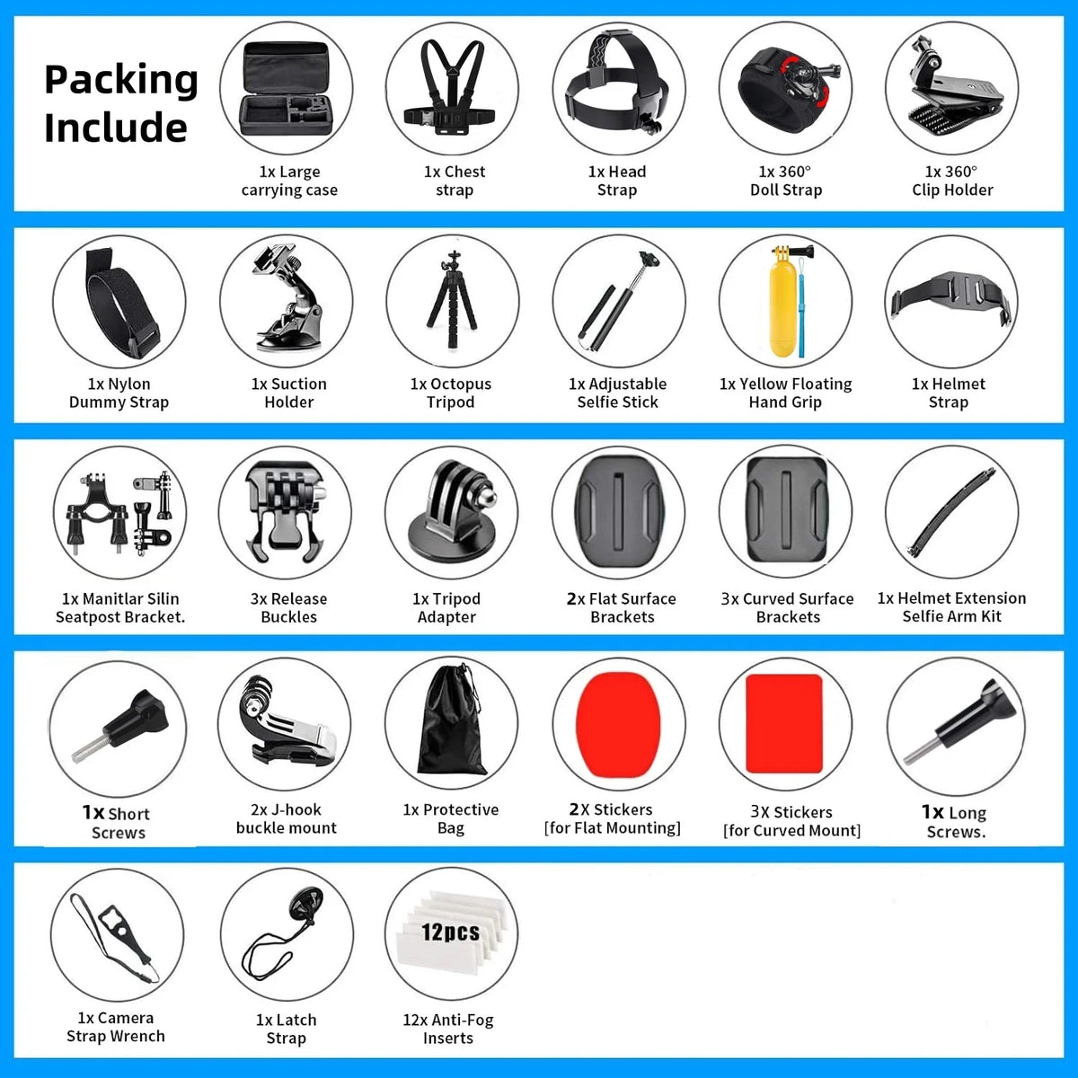 50-in-1 Action Camera Accessory Kit for GoPro, DJI & More