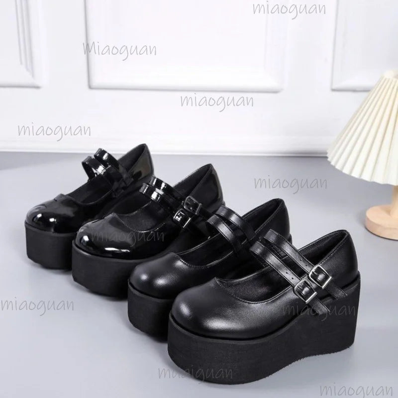 Women's Lolita Mary Jane Wedge Pumps | Gothic Punk High Heels