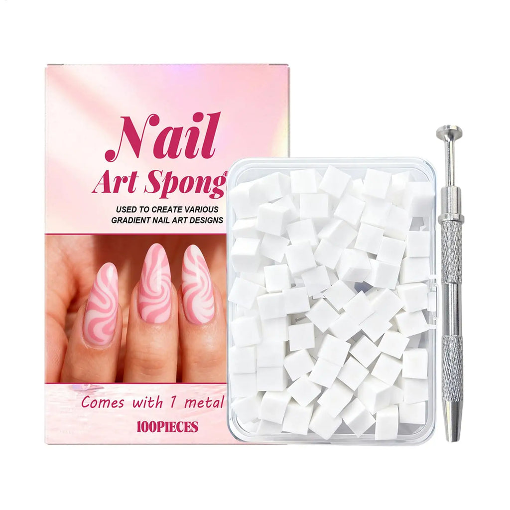100-Piece Nail Art Sponges with Grabbing Pen | Gradient Manicure