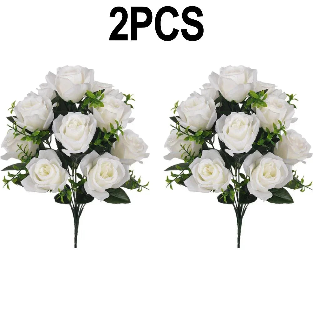 2Pcs 42cm Silk Artificial Rose Bouquet – Wedding & Home Decor