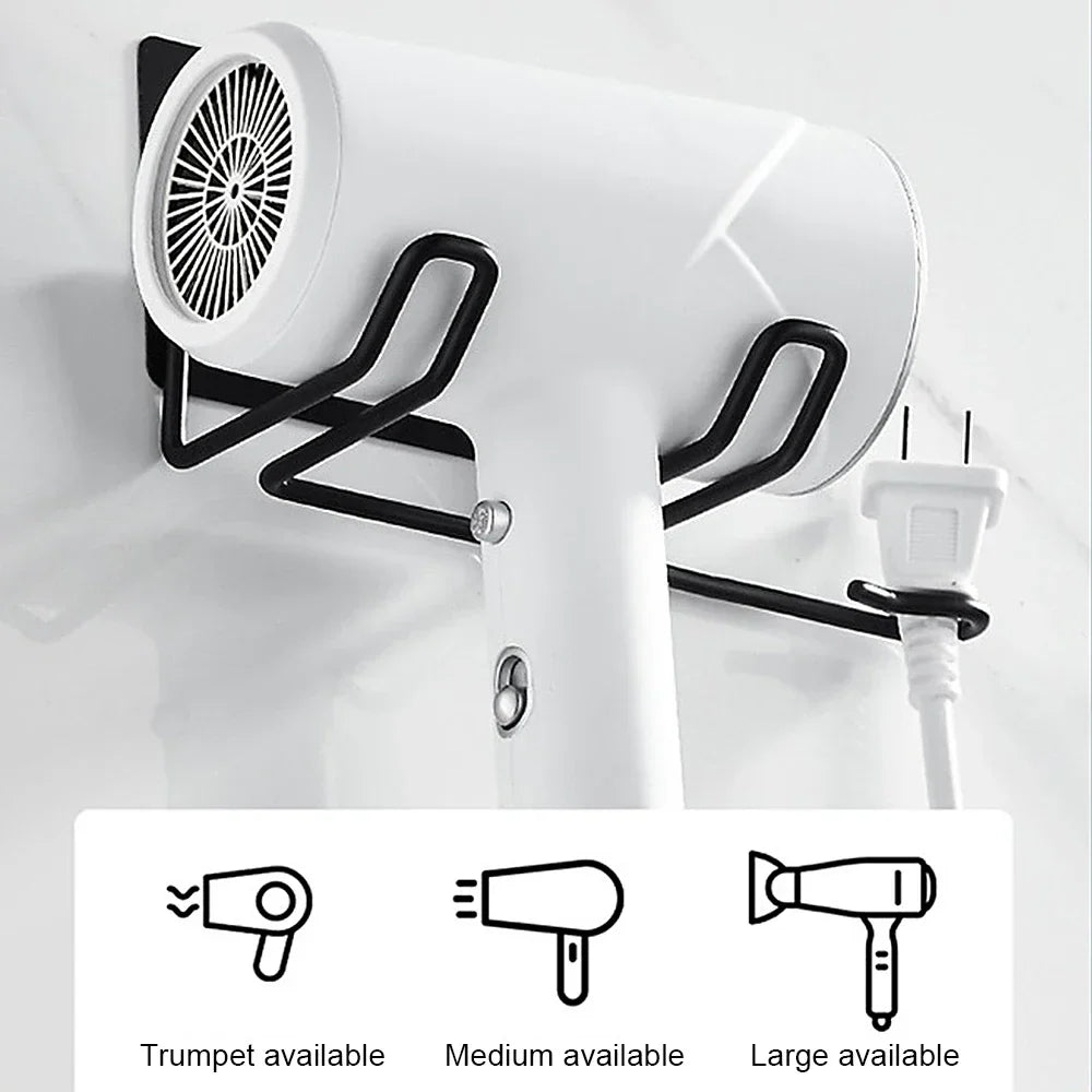 Wall Mounted Hair Dryer Holder – Stainless Steel Bathroom Rack