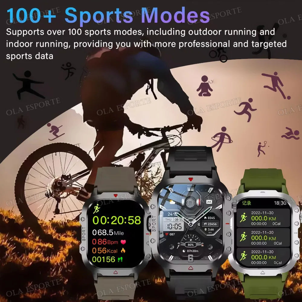 Military GPS Smart Watches Men Flashlight Waterproof Outdoor Sport