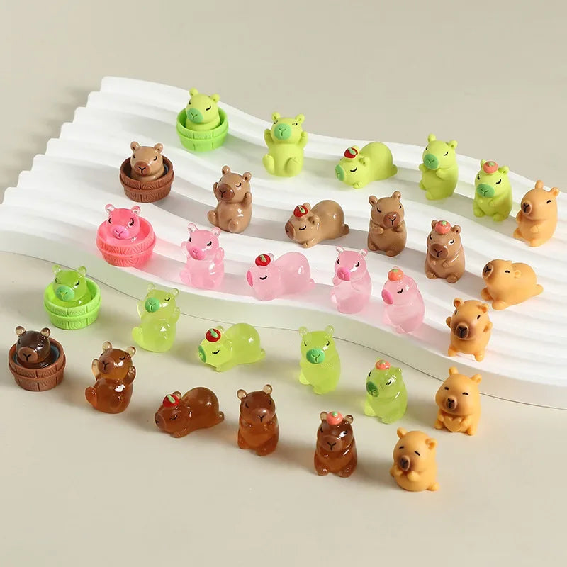 Luminous Capybara Mini Resin Animals Figurines Desktop Tabletop
