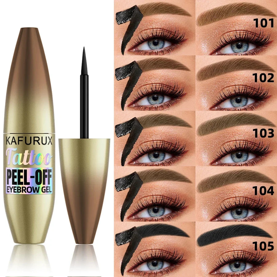 KAFURUX 5-Color Waterproof Peel-Off Eyebrow Tint with Stencils