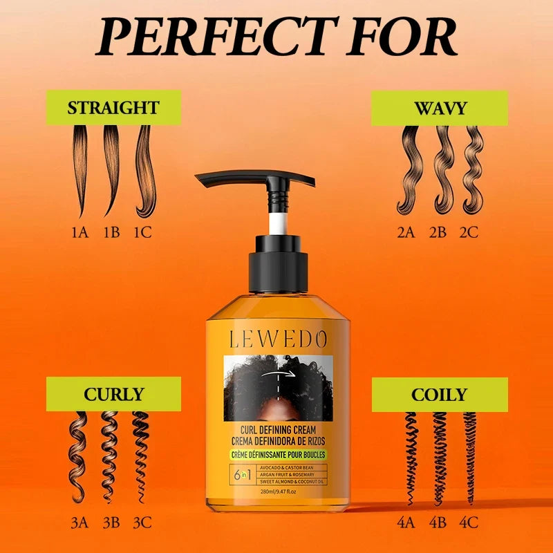 LEWEDO 280ml Black Castor Oil Curl Defining Styling Cream