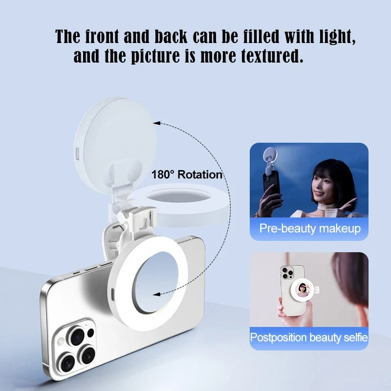 Portable Rechargeable Led Lamp Mirror Light Ring Selfie Phone Clip