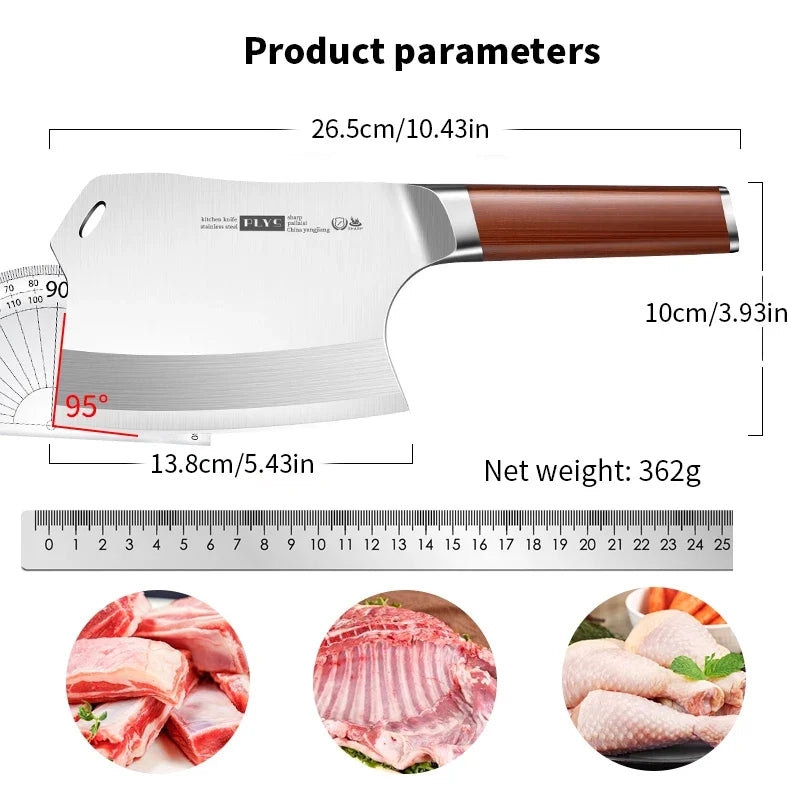 PLYS Heavy-Duty Bone Chopper Knife – Stainless Steel Butcher Axe