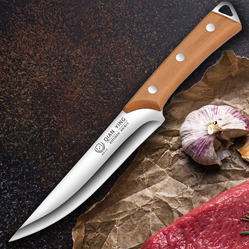 Stainless Steel Fillet & Boning Knife – Wooden Handle Chef Knife