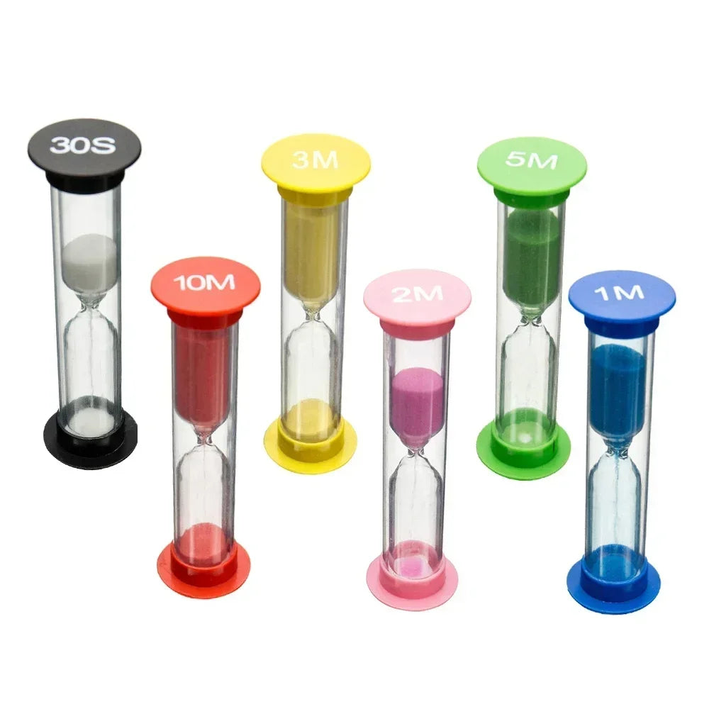 Colorful Hourglass Sand Timer Set – 6 Sizes, 30 Sec–10 Min