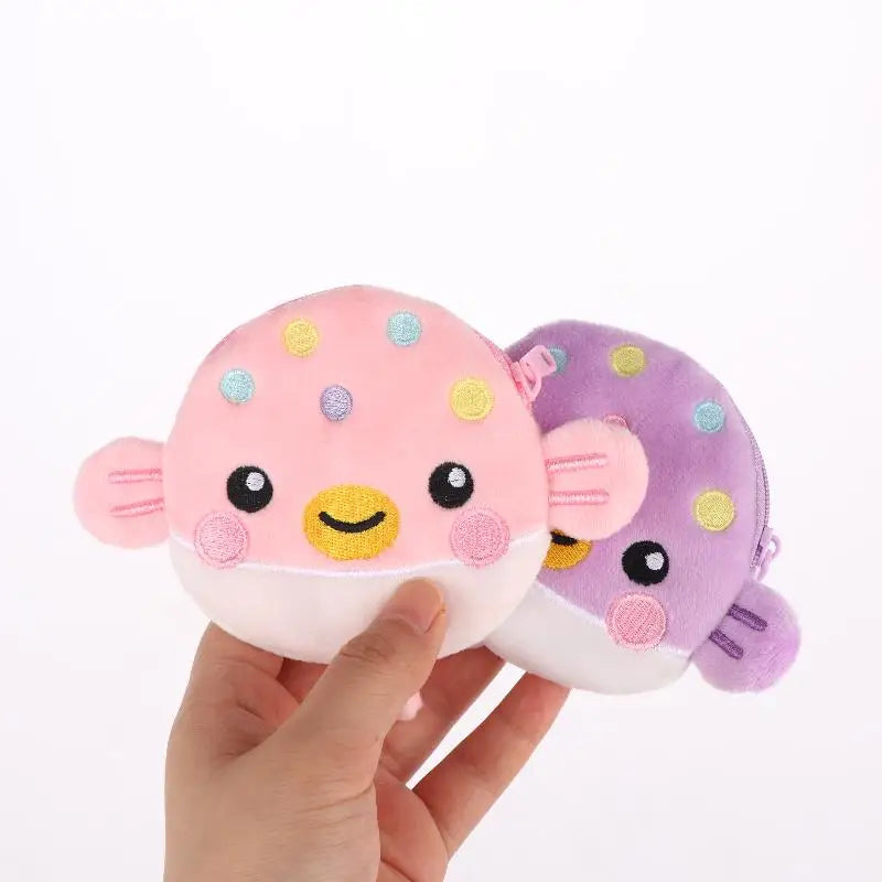 Cute Pufferfish Plush Mini Coin Purse – Zipper Pouch Wallet
