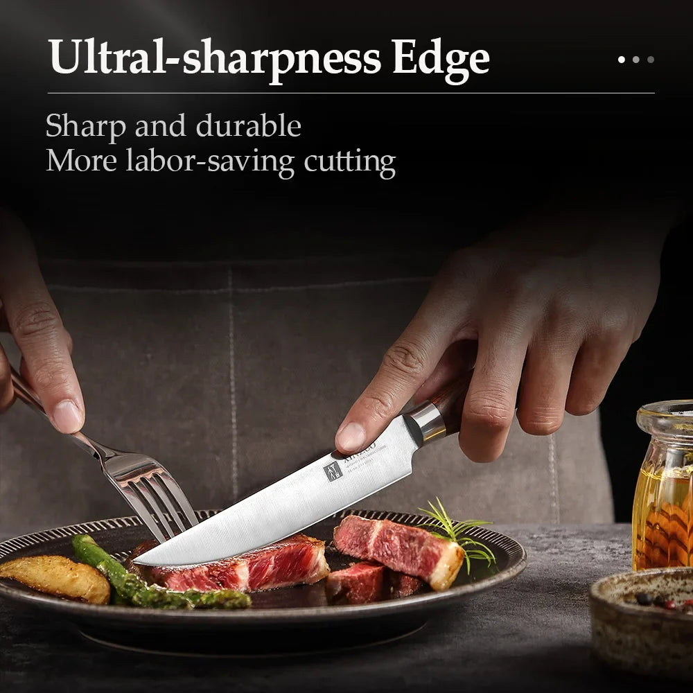 XINZUO 5" Steak Knife Set | German 1.4116 Steel & Pakkawood