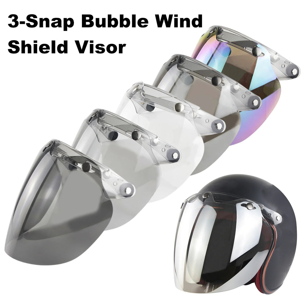 3-Snap Bubble Visor Open Face Motorcycle Helmet | Anti-UV Lens