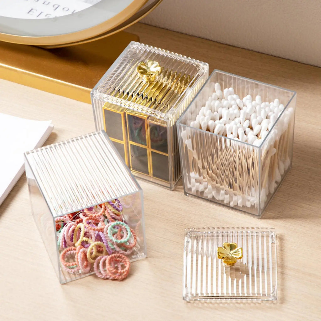 Qtip Holder Cotton Swab Bathroom Jars Lids Apothecary Jar Dispenser