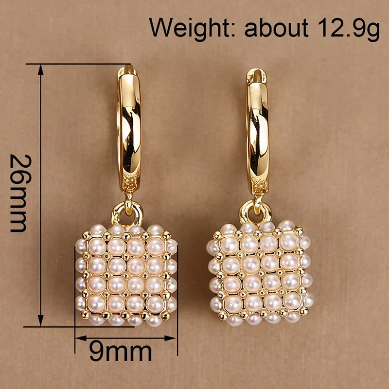 Huitan Imitation Pearl Drop Earrings – Elegant Women's Fashion