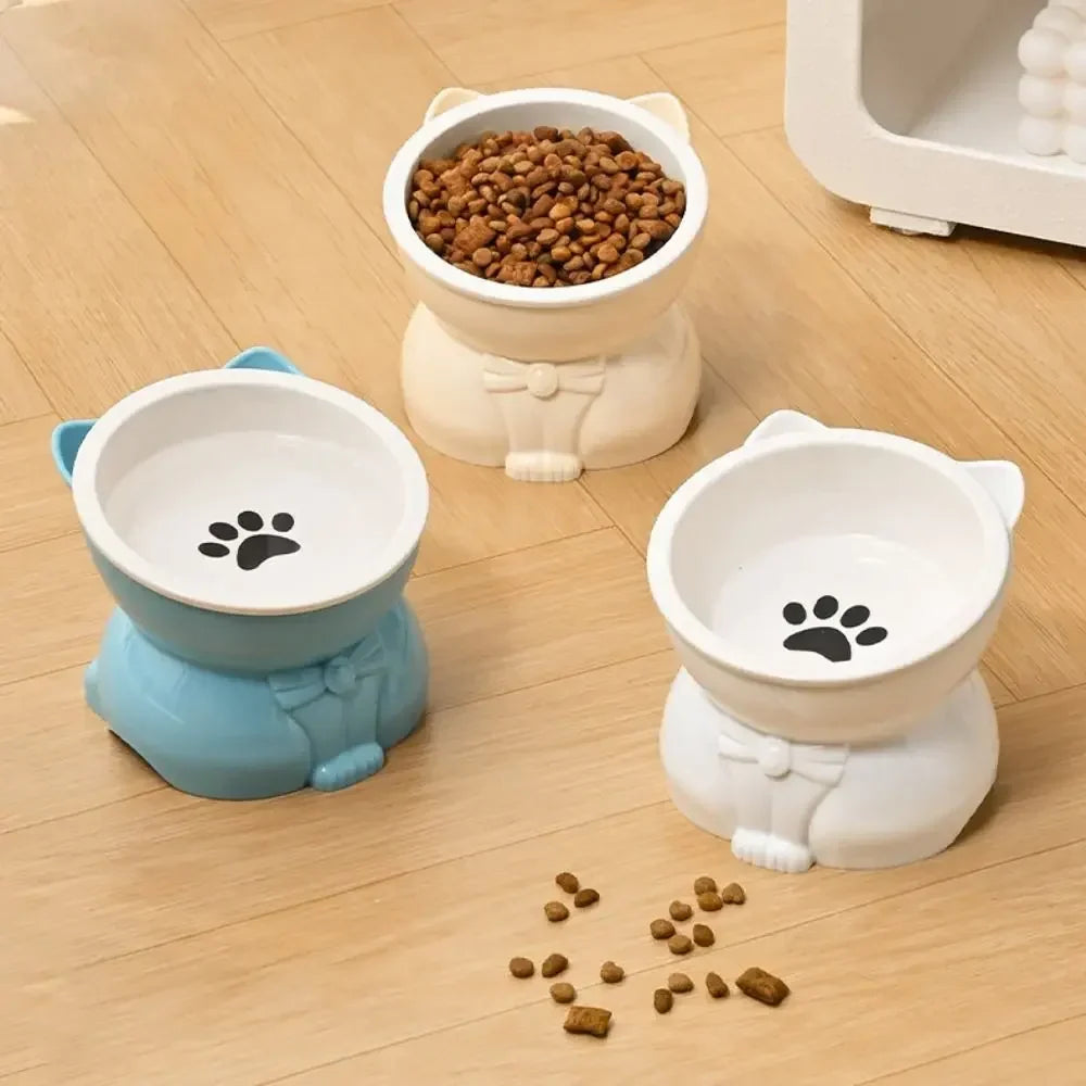 Ceramic Slanted Pet Bowl | Non-Slip Cat & Dog Feeder