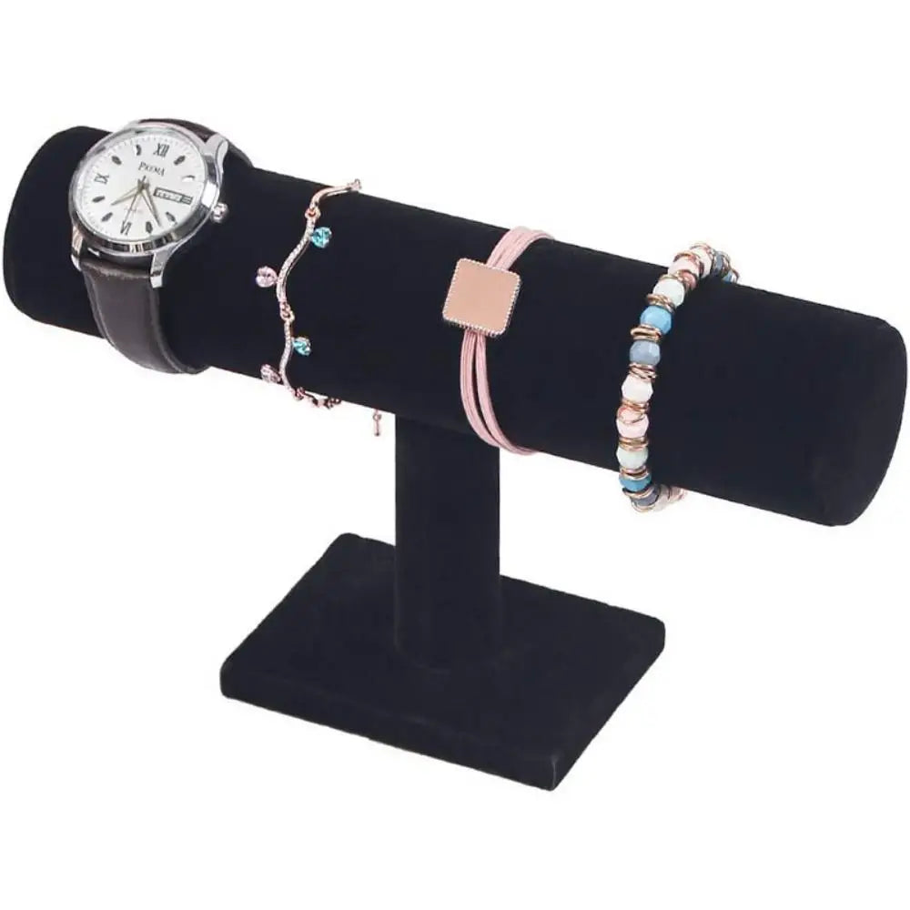 Black Velvet Coil T-shelf Bracelet Necklace Jewelry Display Organizer