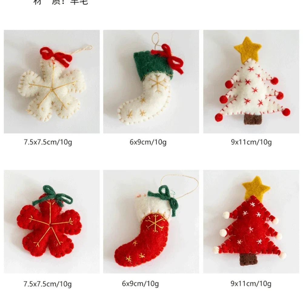 Wool Felt Christmas Ornaments – Snowmen, Tree & Wreath Décor