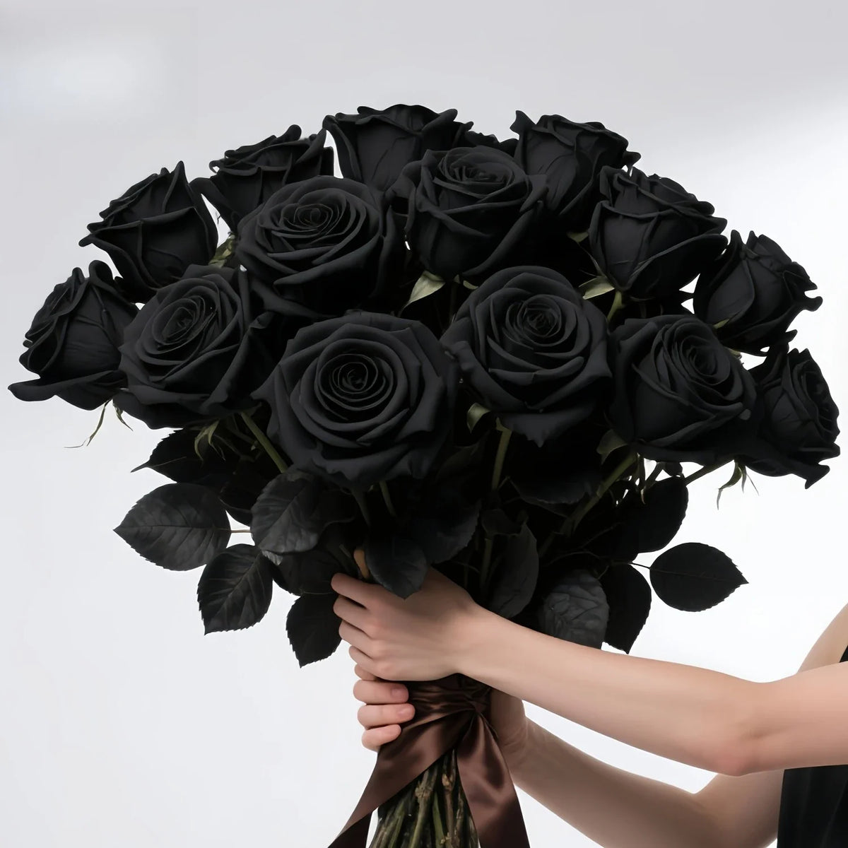 9-Bundle Black Artificial Rose Bouquet – Faux Flowers Decor