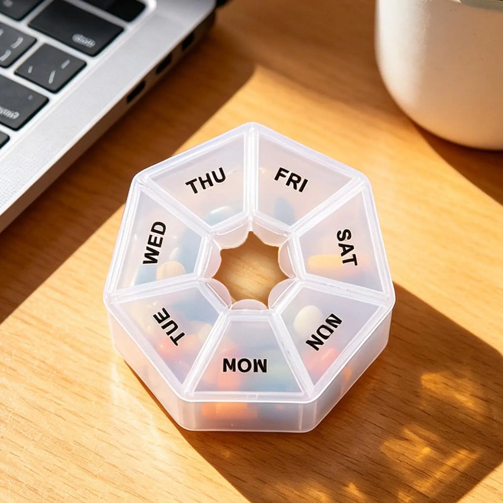 7-Day Airtight Pill Organizer – Weekly Pill Case for Travel