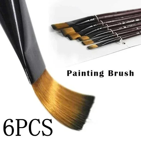 6-Piece Artist Paint Brush Set – Acrylic, Oil & Watercolor Nylon