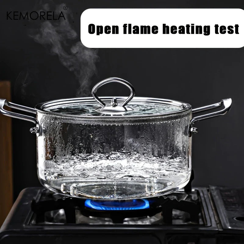 KEMORELA Borosilicate Glass Cooking Pot 2.5L/3.5L with Lid