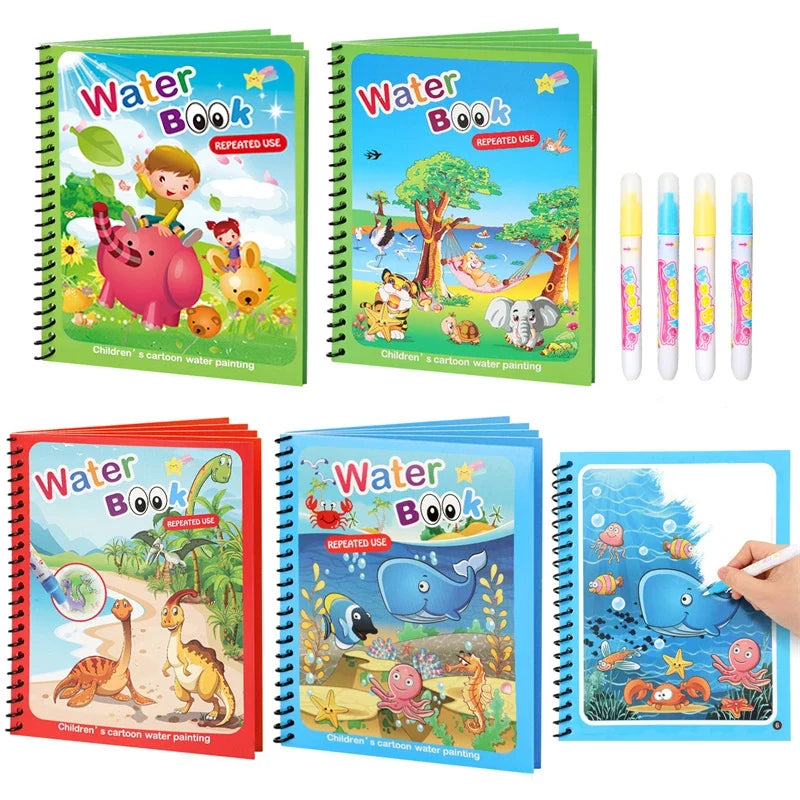 Water Drawing Books Educational Toy Kids Toddlers Reusable Graffiti