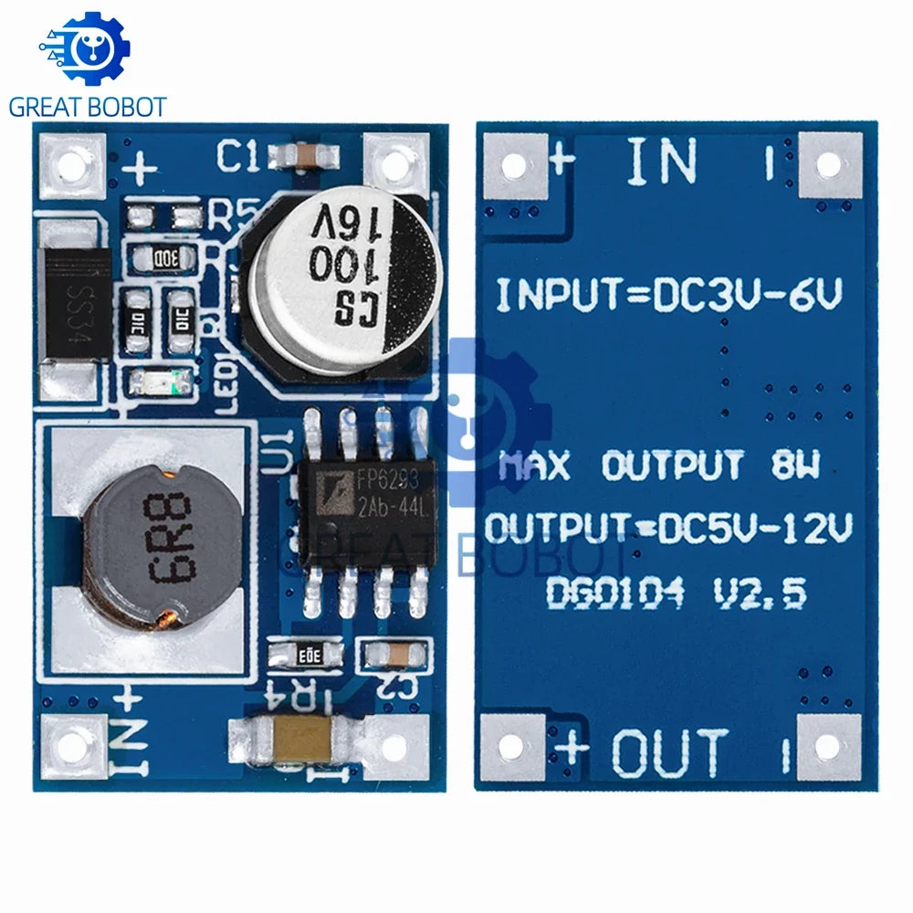8W DC-DC Boost Converter 3V–6V to 12V 3A USB Power Module