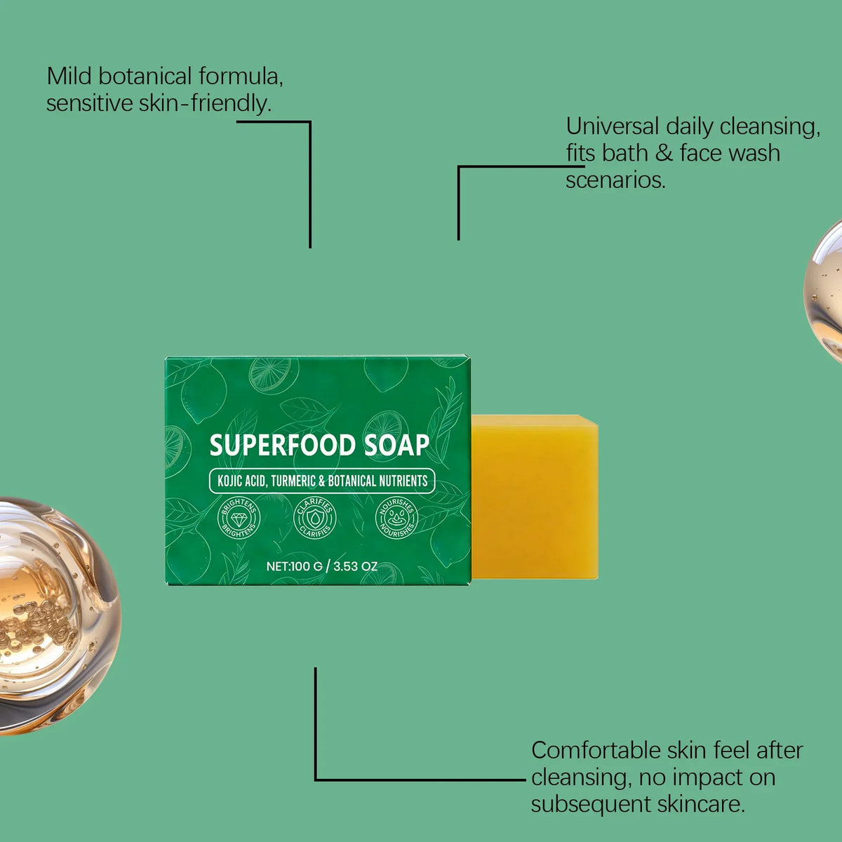 Natural Superfood Facial Soap – Brightening & Deep Cleansing Bar