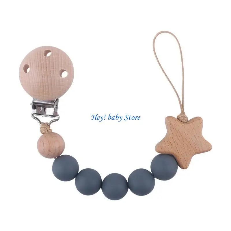 Baby Girl Pacifier Clip with Silicone Teething Beads | Soother Chain