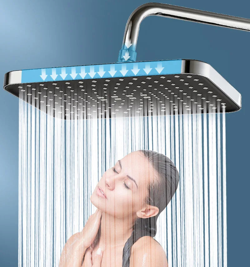 30cm Rainfall Shower Head – 360° Rotation, High Flow & Water Saving