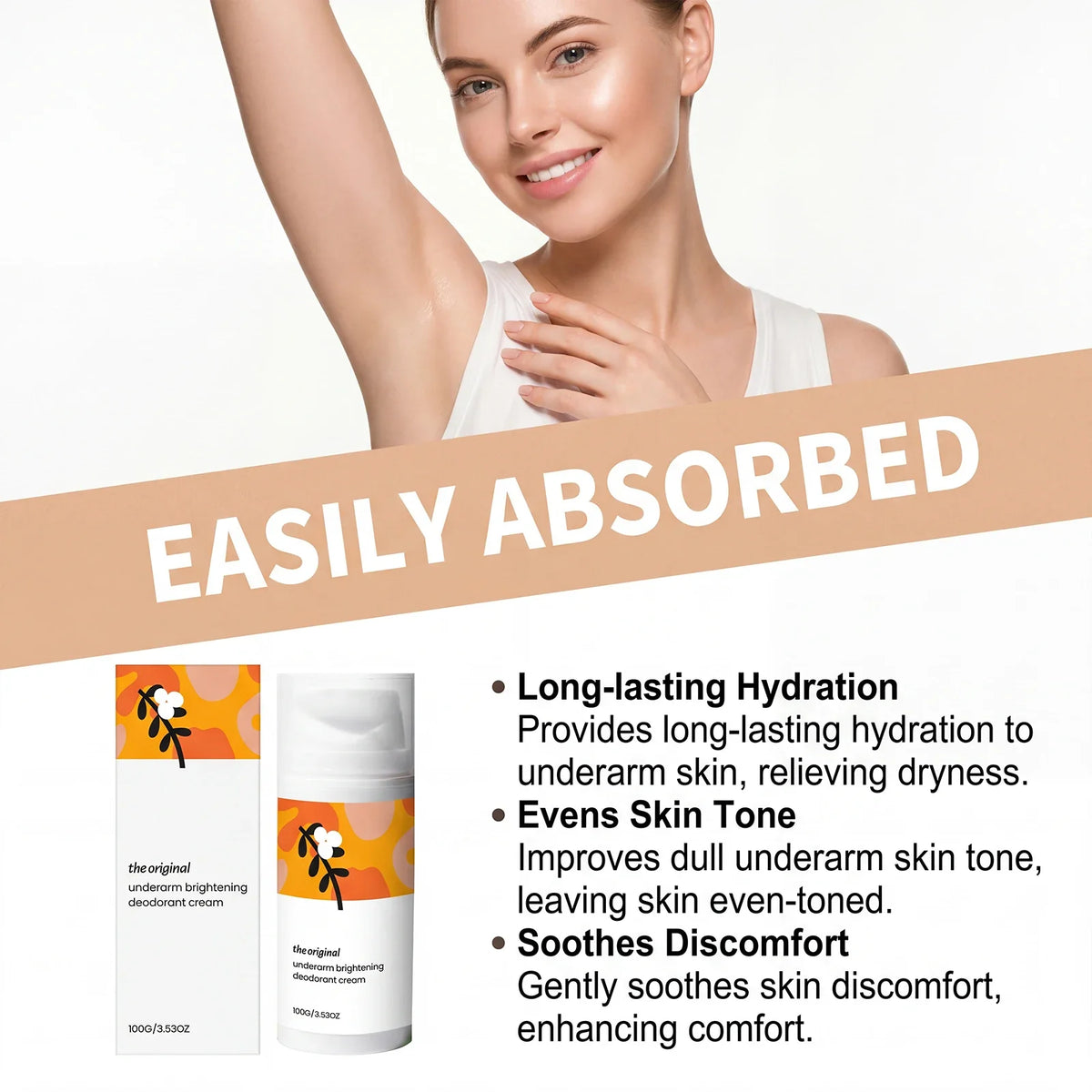 Underarm Brightening Cream – Vitamin C, Hydrating, Non-Greasy