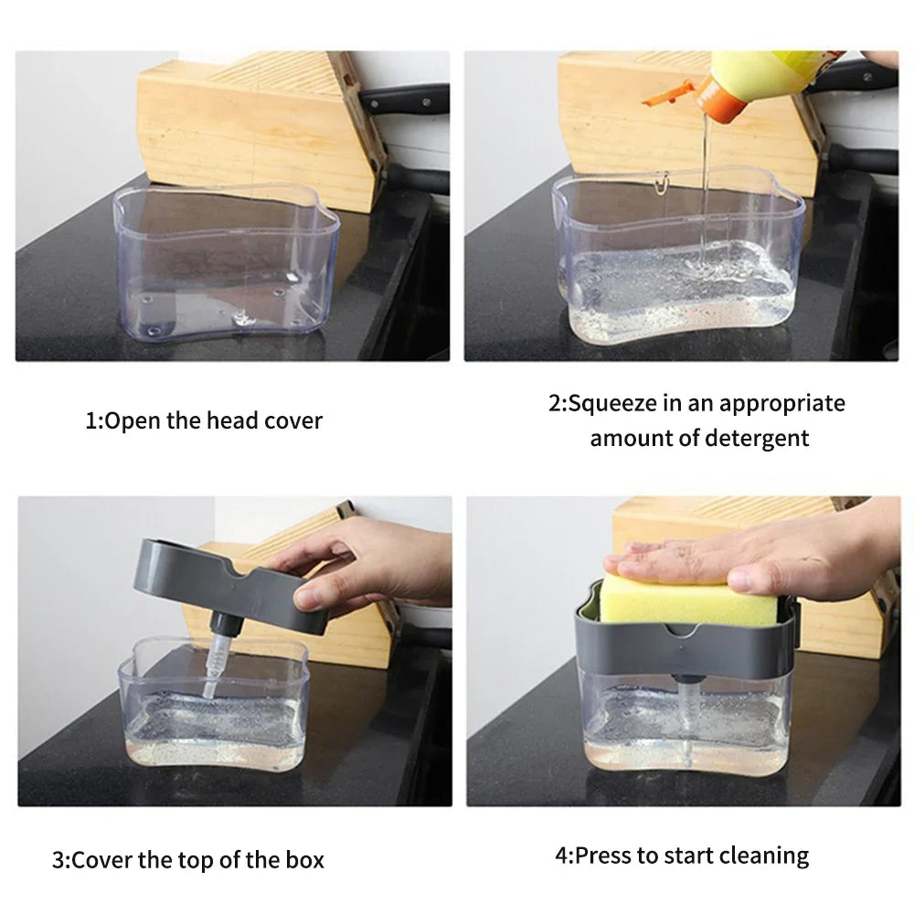 Kitchen Soap Dispenser Box – One-Hand Press Pump | PP Plastic