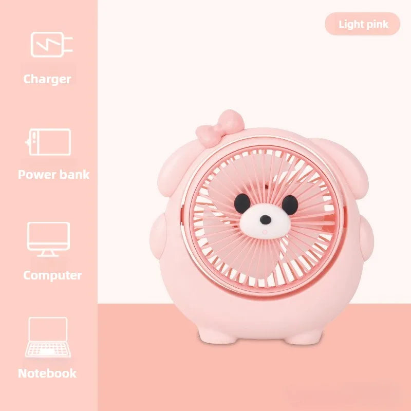 URGGU USB Portable Desktop Fan – Cute Heart & Bowknot Style