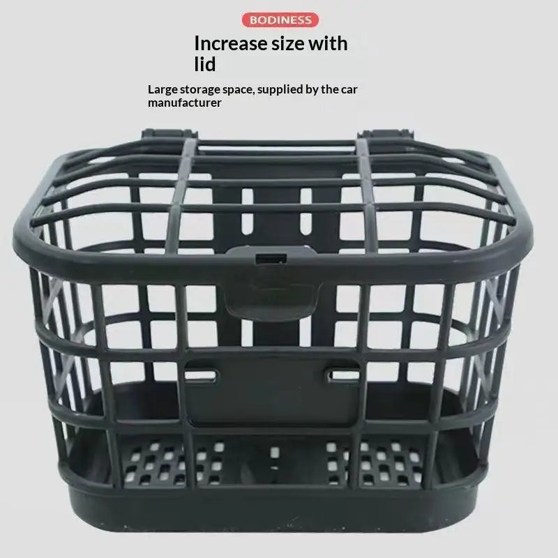 Black Detachable Bike Front Basket with Lid | Electric Bike