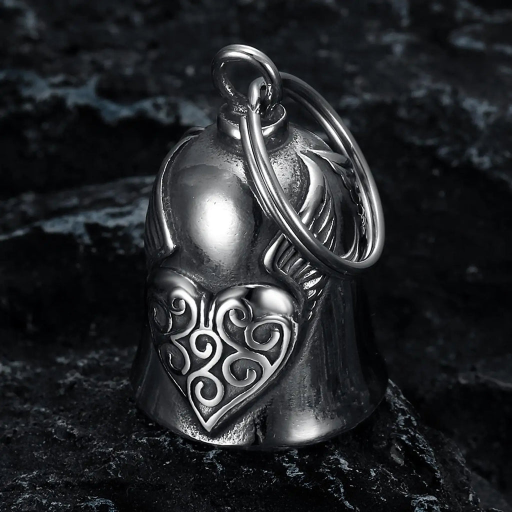 Heart Wing Motorcycle Bell Pendant Lucky Riding Good Luck Retro