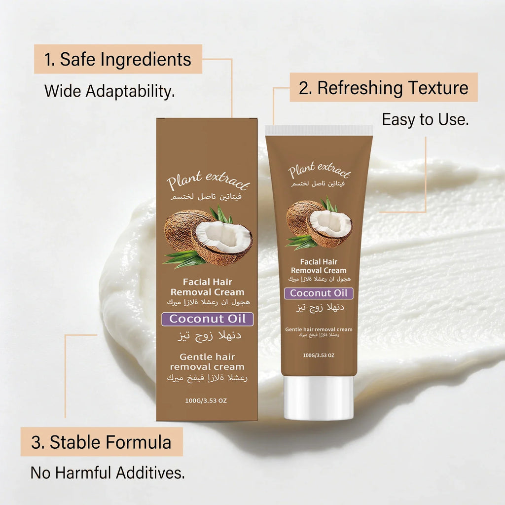 Coconut Hair Removal Cream – Painless Face & Body Depilatory