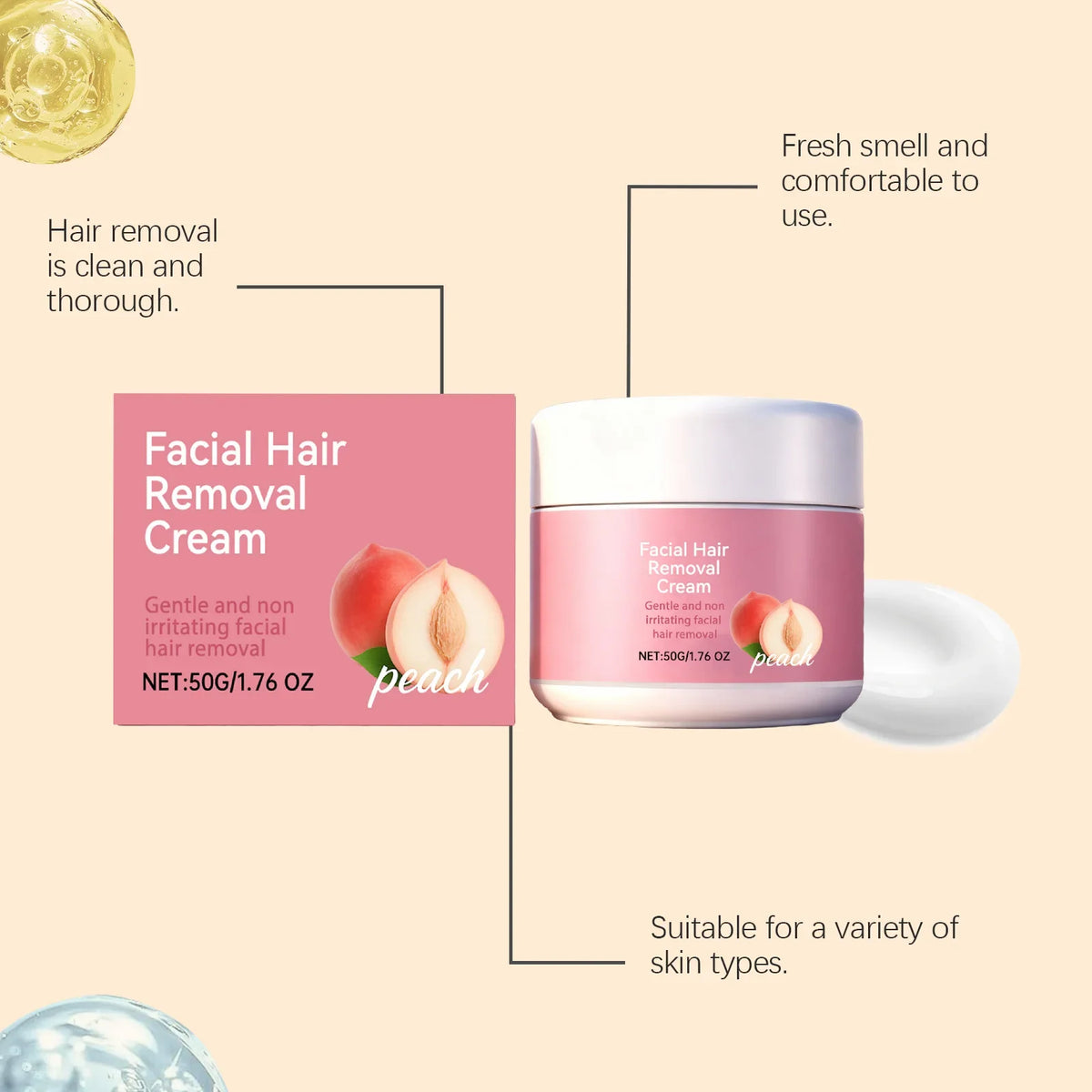 Facial Hair Removal Cream Sensitive Skin – Nourishing 50g