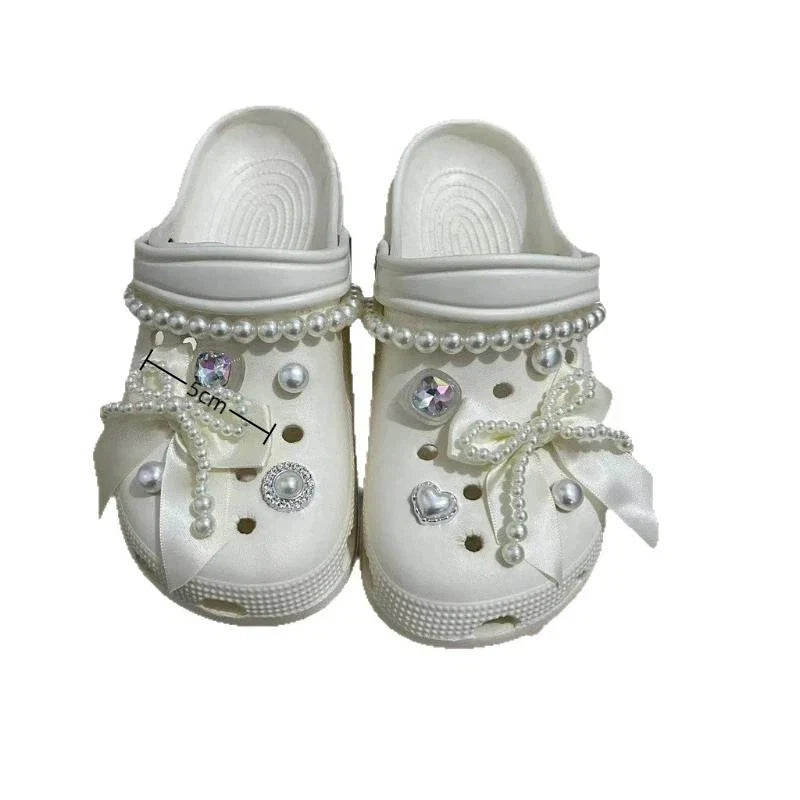Rhinestone Bowknot Clog Charms Set – Y2K DIY Shoe Decorations