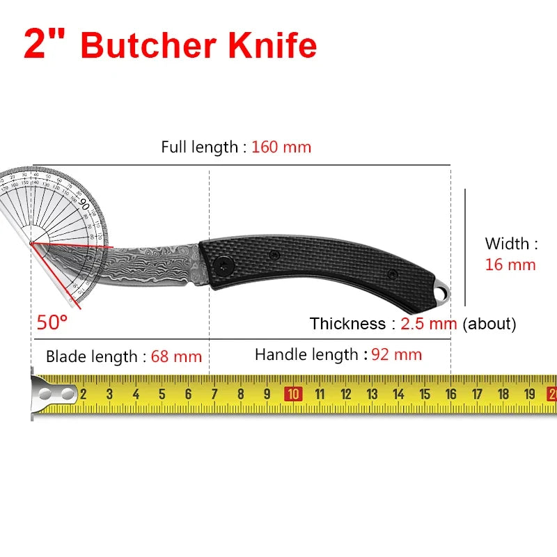 Damascus Steel Folding Pocket Knife – Sharp Multi-Purpose Blade