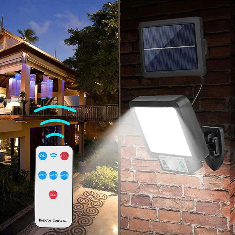 Solar LED Wall Light with Motion Sensor – 3-Mode Outdoor Lamp