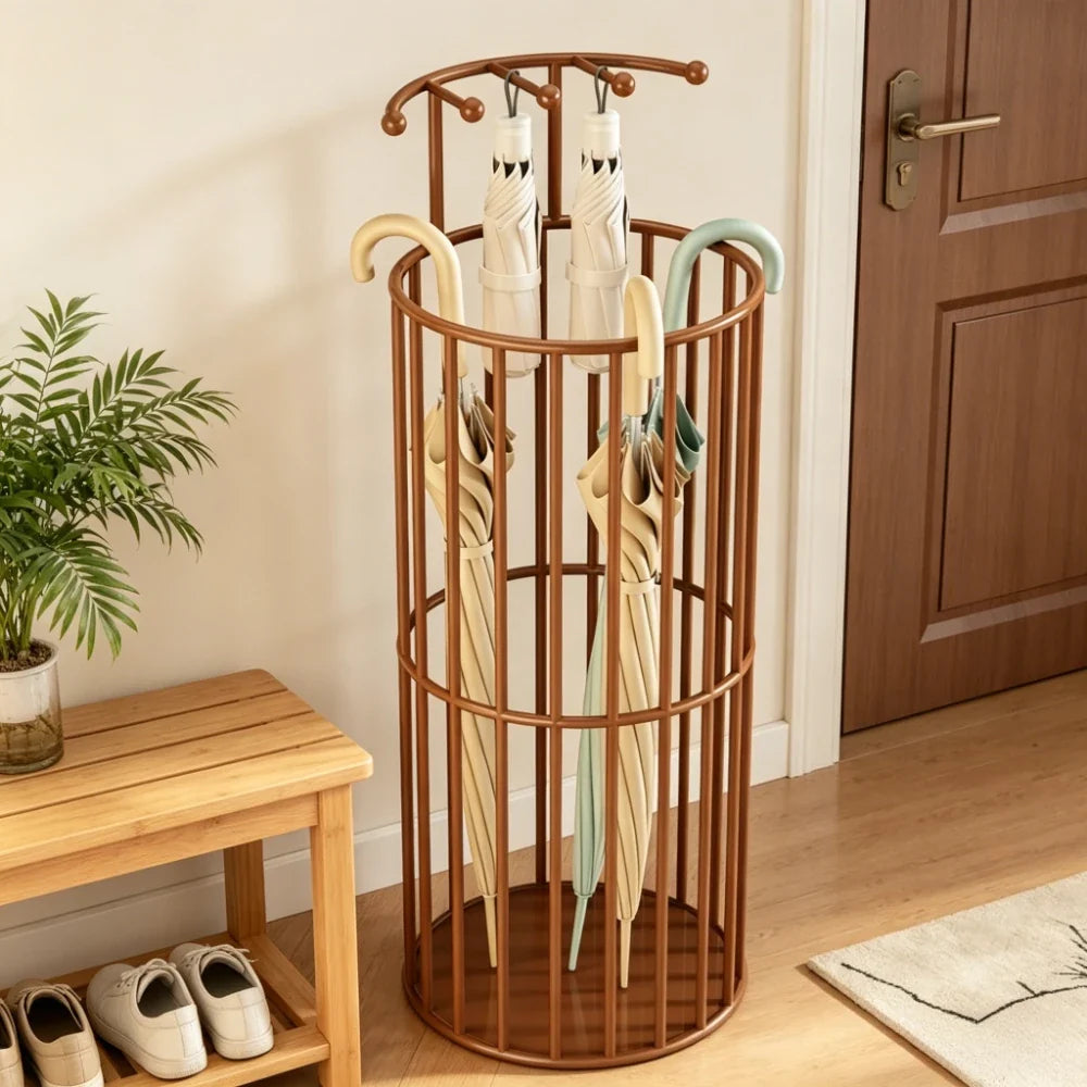 Iron Umbrella Stand – Large Capacity Arc Rack for Entryway