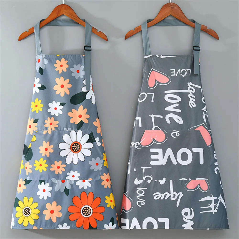 Cute Flower Kitchen Household Oil-proof Cooking Apron Women Children