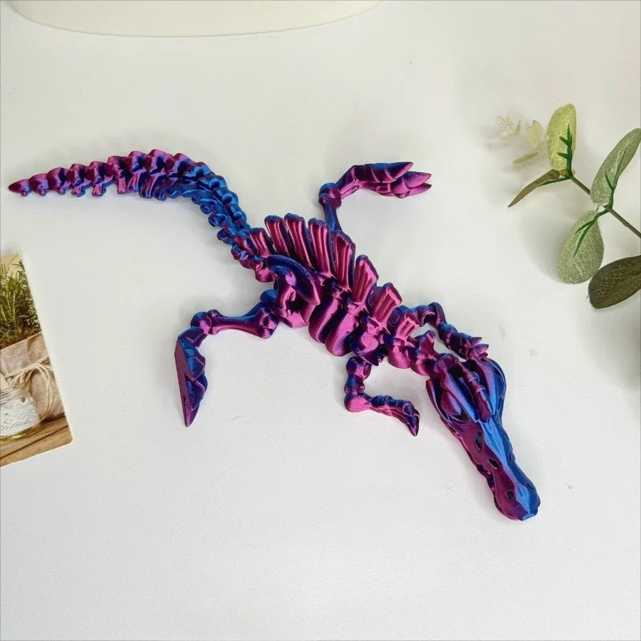 3D Printed Dinosaur Movable Echinosaurus Figurine Dragons Bone Model