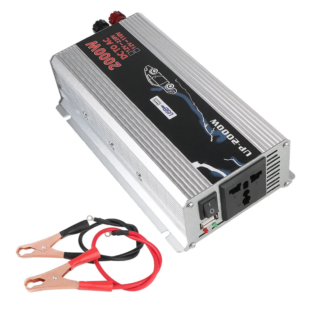 2000W Car Power Inverter 12V to 220V Pure Sine Wave + USB