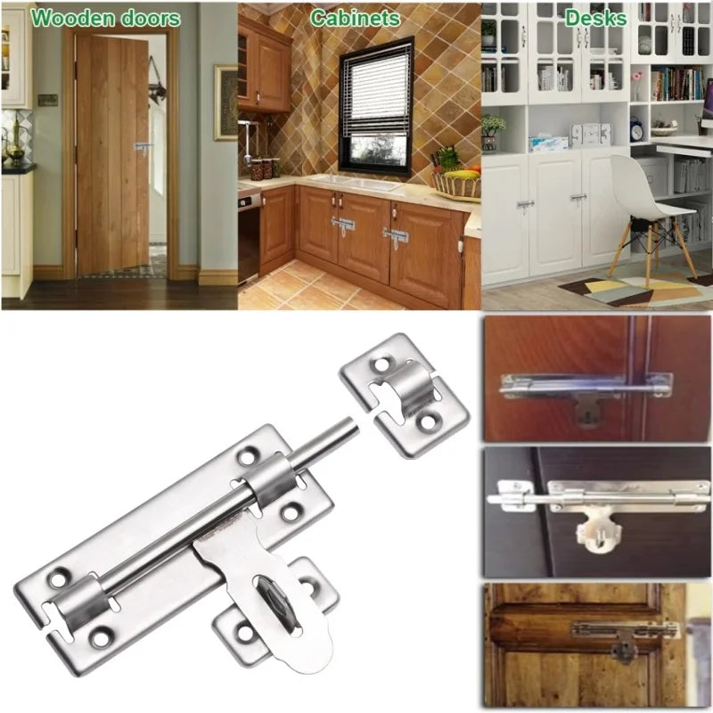 Stainless Steel Barrel Bolt Latch with Padlock Clasp 4/6/8 In