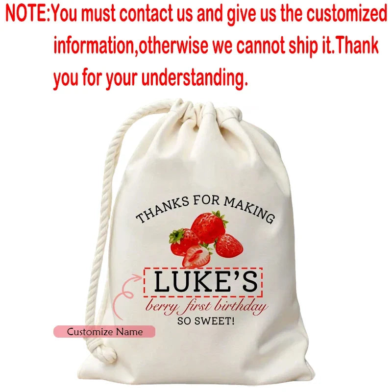 Personalized Strawberry Birthday Gift Bags | 5pcs Party Favors